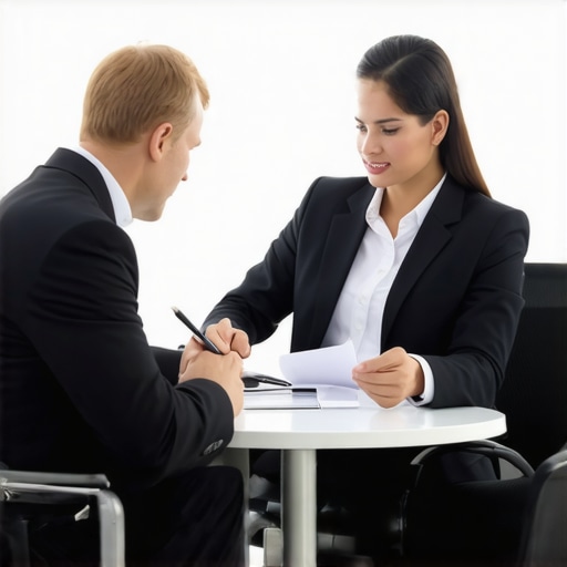 Person comparing two lawyers during consultation, reviewing legal documents for DUI case.