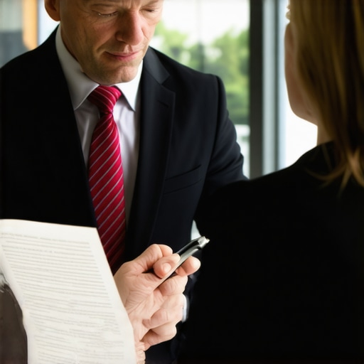 DUI lawyer analyzing case evidence with a client in a legal office.