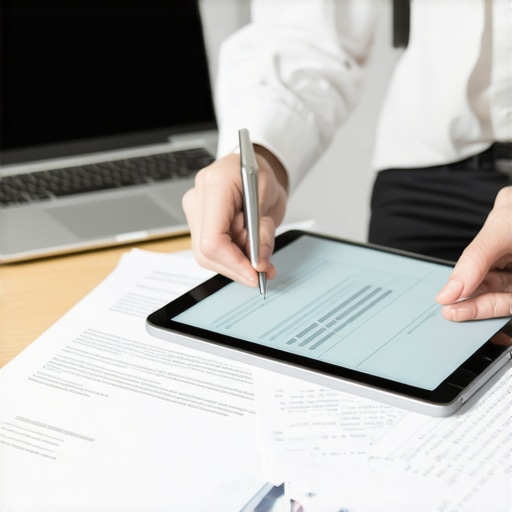 Lawyer analyzing DUI case documents with digital tools for ongoing case management.