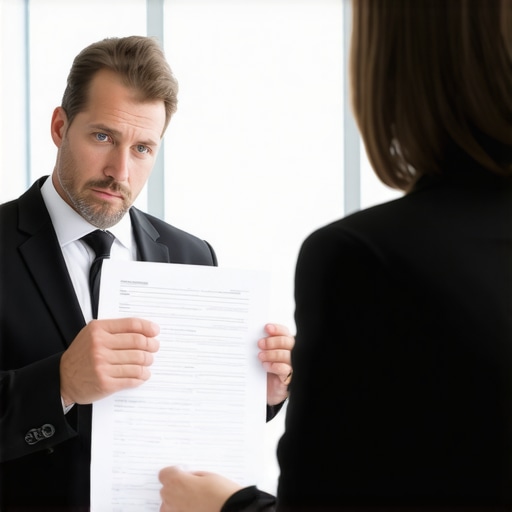 DUI lawyer discussing case details with a client in an office setting.