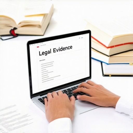 A lawyer analyzing DUI case evidence on a laptop in a legal office.